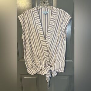She + Sky Striped Wrap Blouse